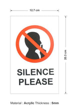 DUROSIGN SILENCE PLEASE | 5 MM ACRYLIC SIGN | HIGH RESOLUTION PRINT MEDIA | STRONG MOUNTING | SELF ADHESIVE | OUTDOOR | INDOOR | WALL | SIGN BY DUROSIGN