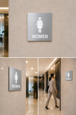 DUROSIGN WASHROOM SIGN FOR WOMEN - STAINLESS STEEL BRUSH FINISH