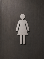 DUROSIGN WASHROOM SIGN FOR WOMEN - STAINLESS STEEL HAIRLINE FINISH CUTOUT WITH ACRYLIC BACKING