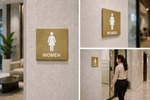 DUROSIGN WASHROOM SIGN  FOR WOMEN - STAINLESS STEEL GOLD BRUSH FINISH