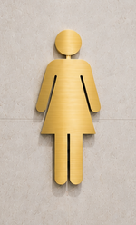 DUROSIGN WASHROOM SIGN FOR WOMEN - STAINLESS STEEL GOLD BRUSH FINISH CUTOUT WITH ACRYLIC BACKING