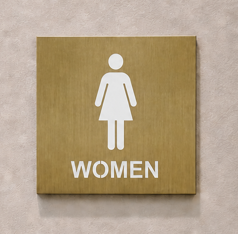 DUROSIGN WASHROOM SIGN  FOR WOMEN - STAINLESS STEEL GOLD BRUSH FINISH