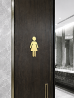 DUROSIGN WASHROOM SIGN FOR WOMEN - STAINLESS STEEL GOLD HIGH GLOSS FINISH CUTOUT WITH ACRYLIC BACKING