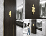 DUROSIGN WASHROOM SIGN FOR WOMEN - STAINLESS STEEL GOLD HIGH GLOSS FINISH CUTOUT WITH ACRYLIC BACKING