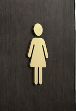 DUROSIGN WASHROOM SIGN FOR WOMEN - STAINLESS STEEL GOLD HIGH GLOSS FINISH CUTOUT WITH ACRYLIC BACKING