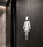 DUROSIGN WASHROOM SIGN FOR WOMEN - STAINLESS STEEL HIGH GLOSS FINISH CUTOUT WITH  ACRYLIC BACKING