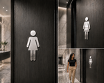 DUROSIGN WASHROOM SIGN FOR WOMEN - STAINLESS STEEL HIGH GLOSS FINISH CUTOUT WITH  ACRYLIC BACKING