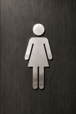 DUROSIGN WASHROOM SIGN FOR WOMEN - STAINLESS STEEL HIGH GLOSS FINISH CUTOUT WITH  ACRYLIC BACKING