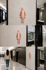 DUROSIGN WASHROOM SIGN FOR WOMEN - STAINLESS STEEL ROSE GOLD BRUSH FINISH CUTOUT WITH  ACRYLIC BACKING
