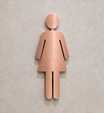 DUROSIGN WASHROOM SIGN FOR WOMEN - STAINLESS STEEL ROSE GOLD BRUSH FINISH CUTOUT WITH  ACRYLIC BACKING