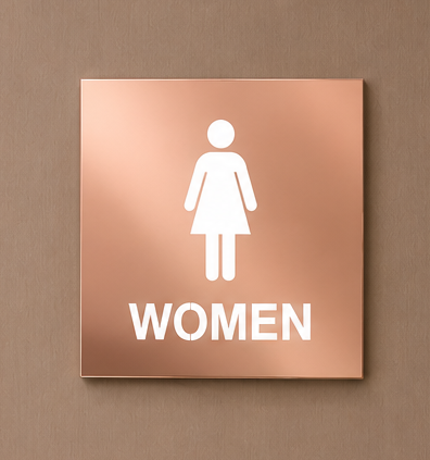 DUROSIGN WASHROOM SIGN FOR WOMEN - STAINLESS STEEL ROSE GOLD BRUSH FINISH
