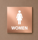 DUROSIGN WASHROOM SIGN FOR WOMEN - STAINLESS STEEL ROSE GOLD BRUSH FINISH