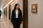 DUROSIGN WASHROOM SIGN FOR WOMEN - STAINLESS STEEL ROSE GOLD HIGH GLOSS FINISH