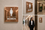 DUROSIGN WASHROOM SIGN FOR WOMEN - STAINLESS STEEL ROSE GOLD HIGH GLOSS FINISH