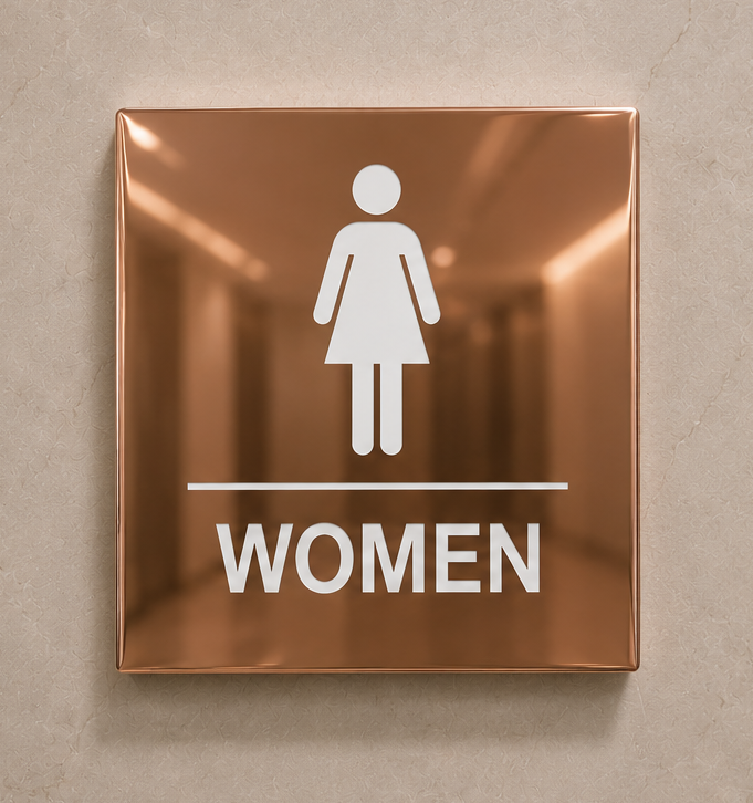 DUROSIGN WASHROOM SIGN FOR WOMEN - STAINLESS STEEL ROSE GOLD HIGH GLOSS FINISH