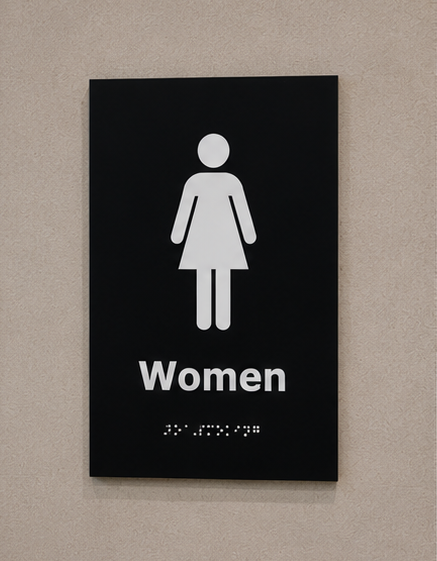 DUROSIGN WOMEN WASHROOM WITH PICTOGRAM BRAILLE SIGN | 5 MM ACRYLIC SIGN | HIGH RESOLUTION PRINT MEDIA | STRONG MOUNTING | SELF ADHESIVE | OUTDOOR | INDOOR | WALL | BRAILLE SIGN BY DUROSIGN