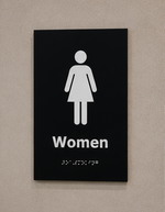 DUROSIGN WOMEN WASHROOM WITH PICTOGRAM BRAILLE SIGN | 5 MM ACRYLIC SIGN | HIGH RESOLUTION PRINT MEDIA | STRONG MOUNTING | SELF ADHESIVE | OUTDOOR | INDOOR | WALL | BRAILLE SIGN BY DUROSIGN