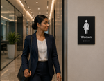 DUROSIGN WOMEN WASHROOM WITH PICTOGRAM BRAILLE SIGN | 5 MM ACRYLIC SIGN | HIGH RESOLUTION PRINT MEDIA | STRONG MOUNTING | SELF ADHESIVE | OUTDOOR | INDOOR | WALL | BRAILLE SIGN BY DUROSIGN