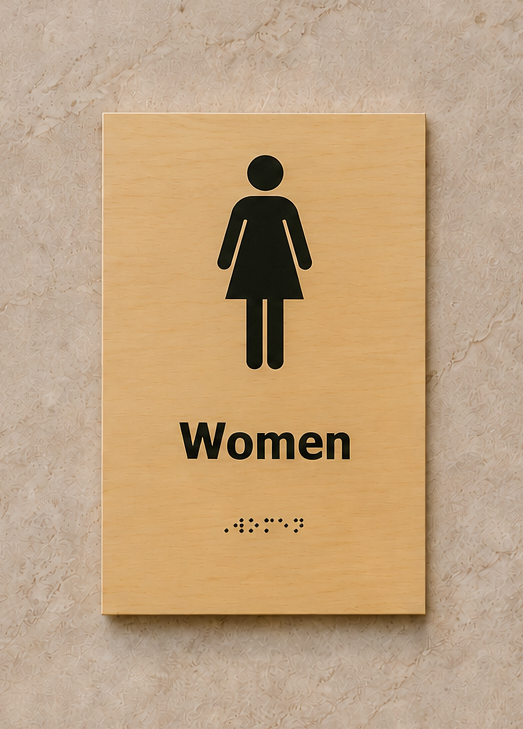 DUROSIGN WOMEN WITH PICTOGRAM ECO-FRIENDLY-SIGN | 6MM WOODEN FINISH MATERIAL | HIGH RESOLUTION PRINT GRAPHICS | STRONG MOUNTING | SELF ADHESIVE | OUTDOOR | INDOOR | WALL | ECO-FRIENDLY-SIGN BY DUROSIGN