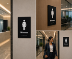 DUROSIGN WOMEN WASHROOM WITH PICTOGRAM BRAILLE SIGN | 5 MM ACRYLIC SIGN | HIGH RESOLUTION PRINT MEDIA | STRONG MOUNTING | SELF ADHESIVE | OUTDOOR | INDOOR | WALL | BRAILLE SIGN BY DUROSIGN